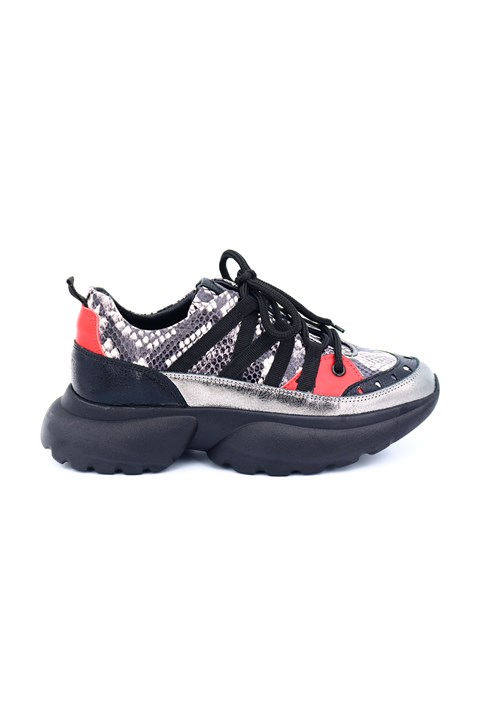 Bestello Bağcıklı Sneaker ANTRASIT-KIRMIZI 101-181109-01 Kadın Ayakkabı