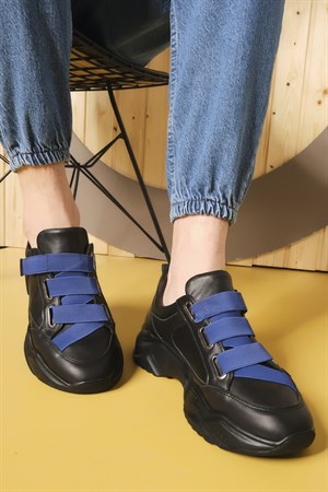 Bestello Elastic Band Sneaker Black-Blue 101-206570-34 Mens Shoes